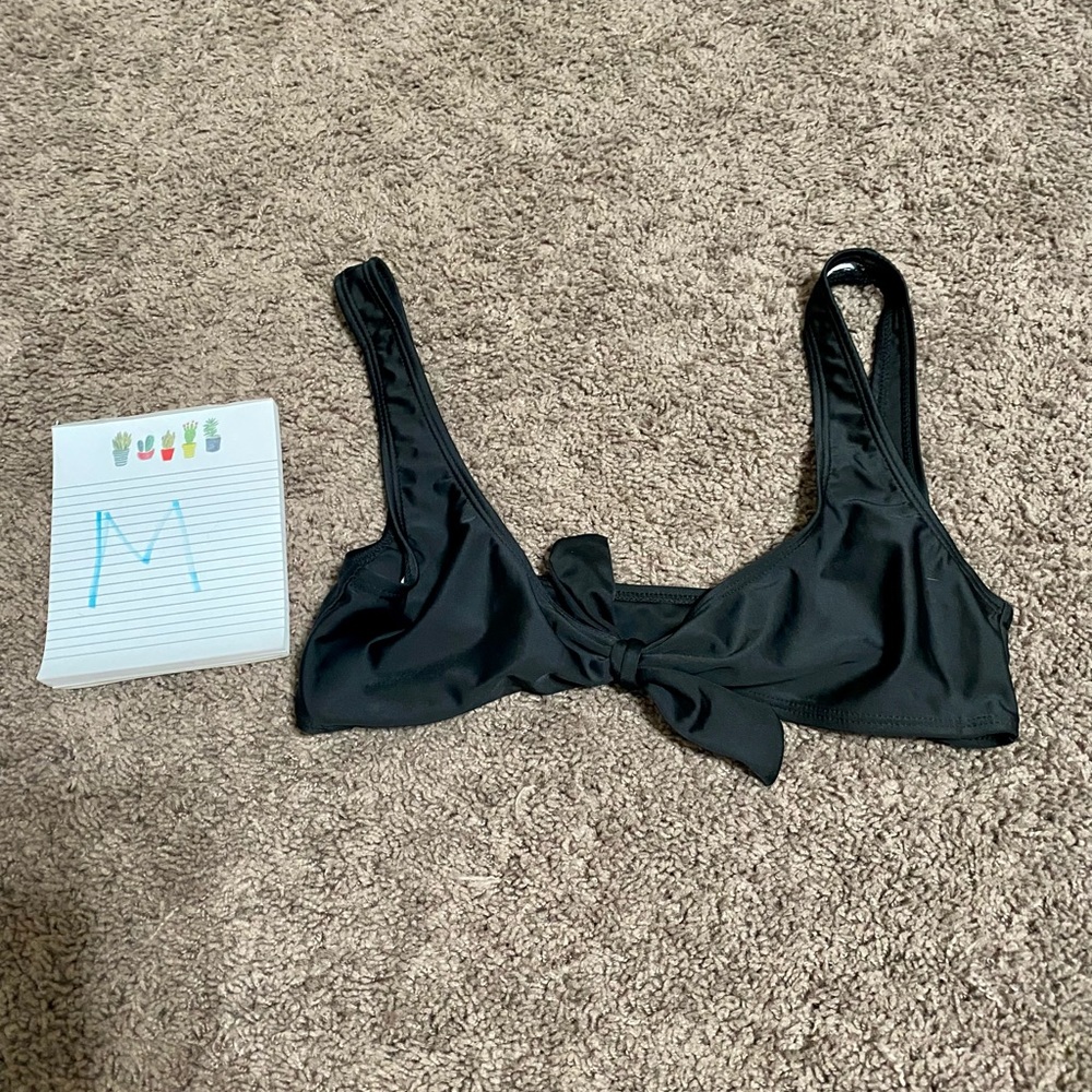 Black bow bikini top - M